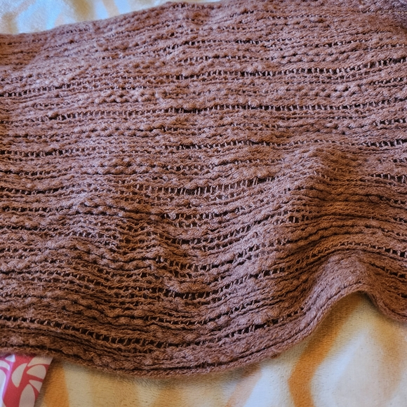 Cozy Dusty Rose Knit Scarf with Fringe - Picture 3 of 4